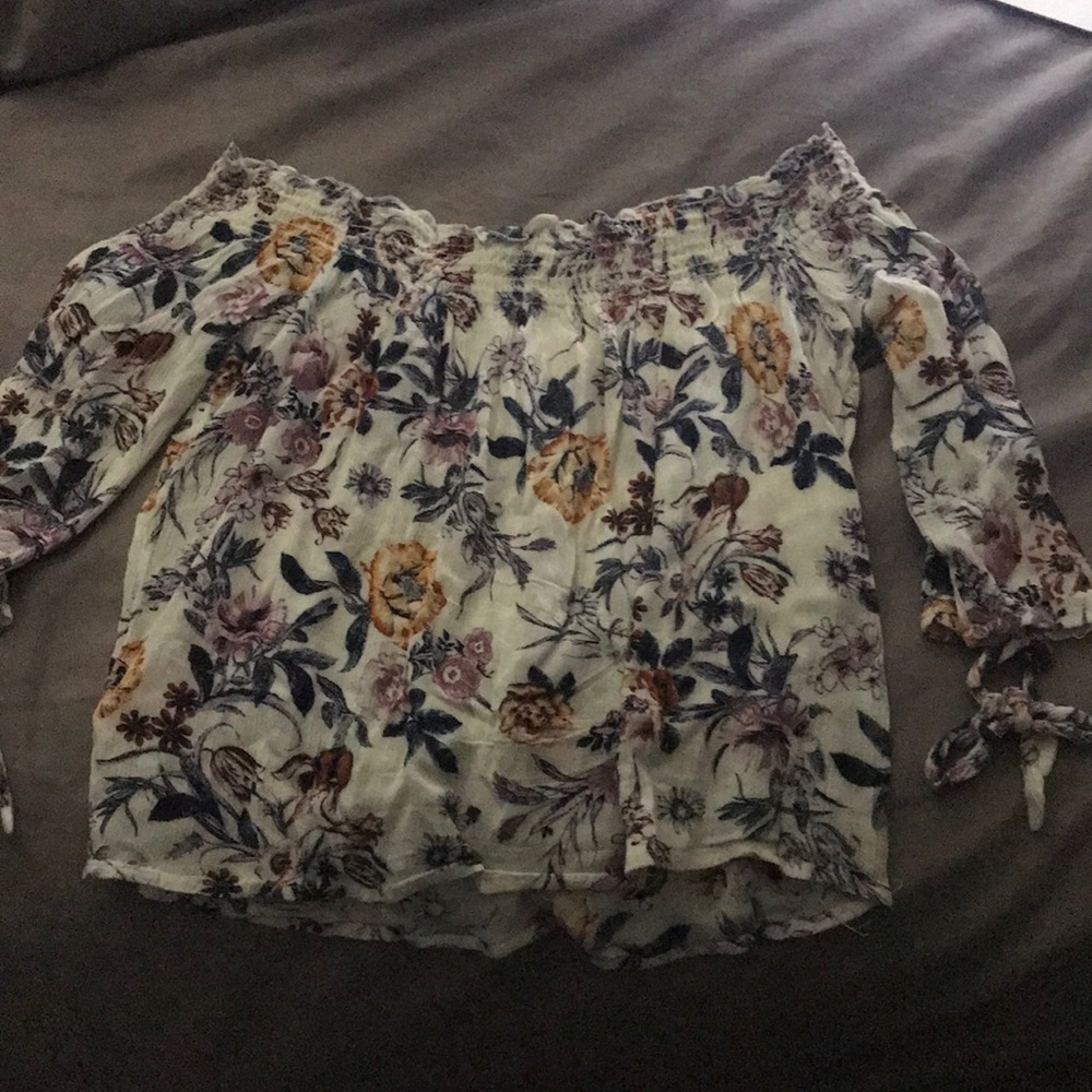 off shoulder floral crop top